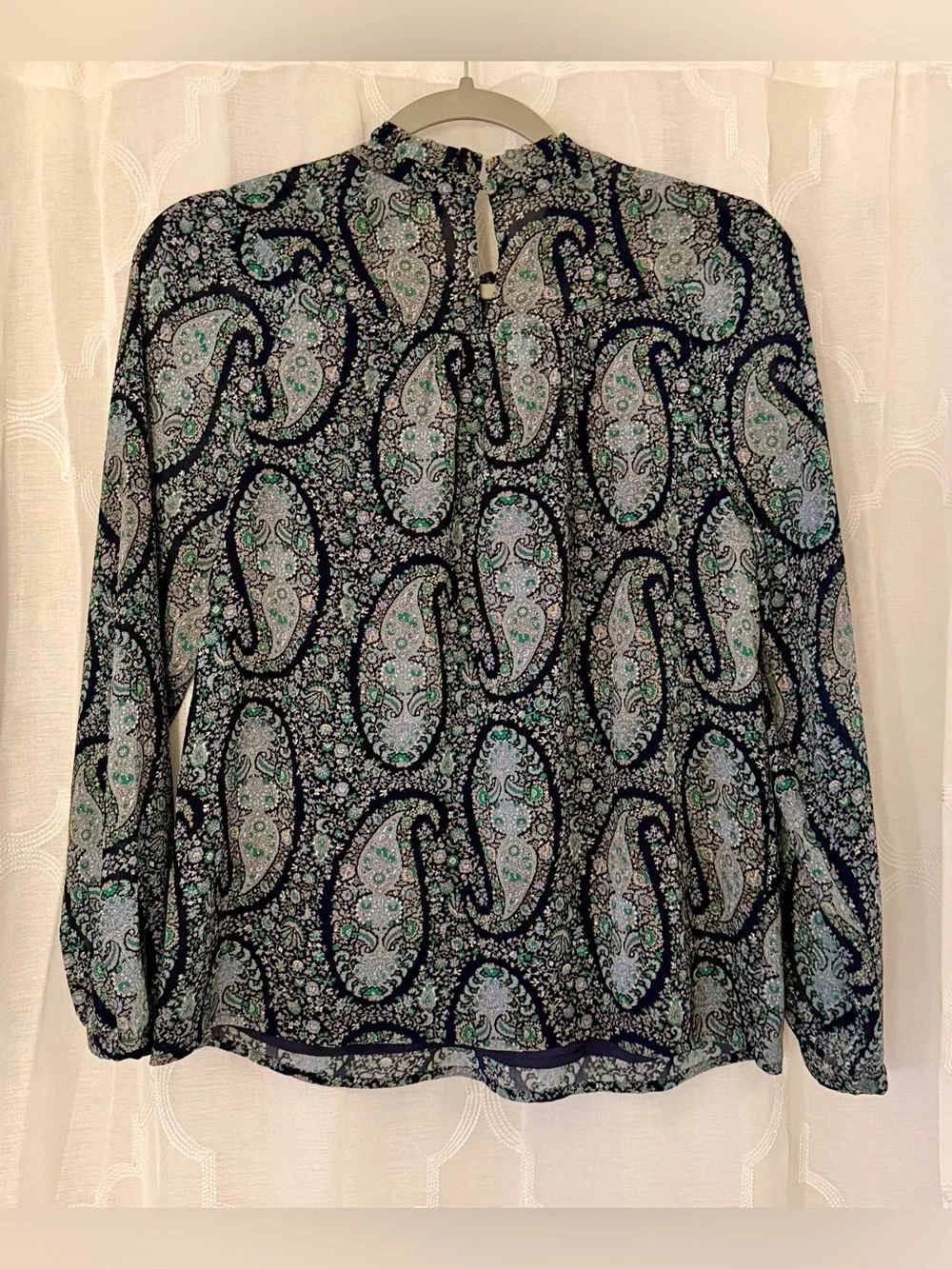 J.Crew Paisley Long Sleeve Ruffle Neck Blouse | XS | NWT
